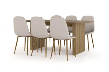 Richeto Matbord 180 cm ek +  6 st Nibe stol beige med ek ben - Ek - Products - Möbler - Bord & matgrupp - Matgrupp