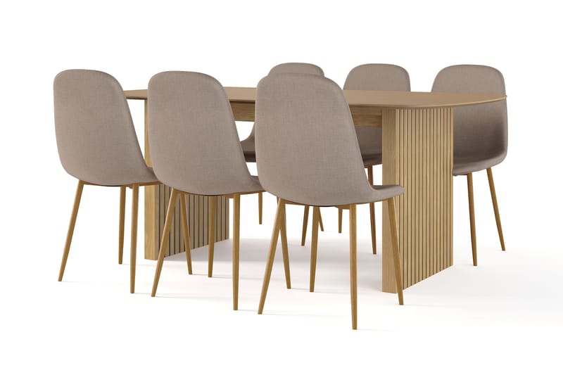 Richeto Matbord 180 cm ek +  6 st Nibe stol brun med ek ben - Natur/Brun - Products - Möbler - Bord & matgrupp - Matgrupp