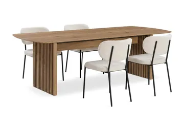 Richeto Matbord 180 cm med 4 st Gemmiano Stolar i Teddy - Brun, Vit - Products - Möbler - Bord & matgrupp - Matgrupp