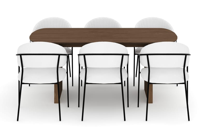 Richeto Matbord 180 cm med 6 Karol Matstolar - Rökt ek / Vit Bouclé - Products - Möbler - Bord & matgrupp - Matgrupp