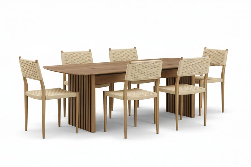 Richeto Matbord 180 cm med 6 st Jamna Matstolar - Brun - Products - Möbler - Bord & matgrupp - Matgrupp