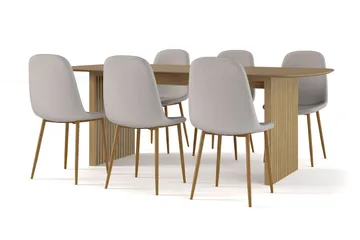 Richeto Matbord 210 cm ek +  6 st Nibe stol grå med ek ben - Ek - Products - Möbler - Bord & matgrupp - Matgrupp