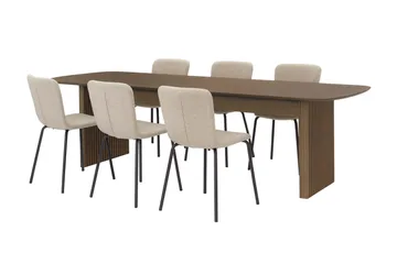 Richeto Matbord 210 cm med 6 Katy Matstolar - Rökt ek / Greige Bouclé - Products - Möbler - Bord & matgrupp - Matgrupp