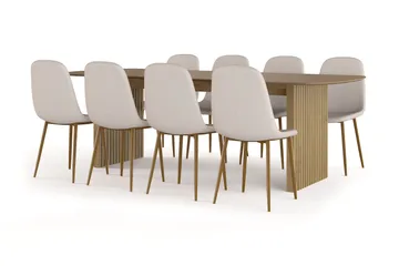 Richeto Matbord 240 cm ek +  8 st Nibe stol beige med ek ben - Ek - Products - Möbler - Bord & matgrupp - Matgrupp