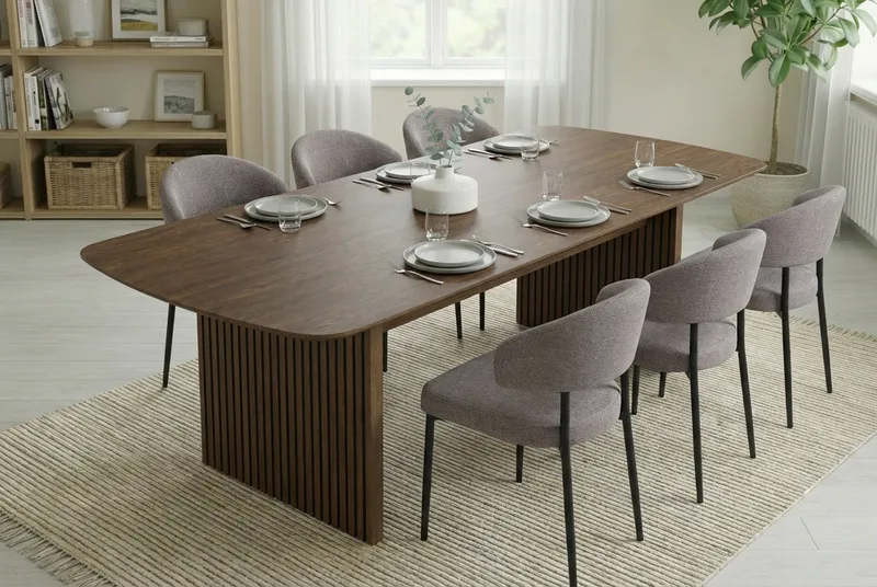 Richeto Matbord 240 cm med 6 Sawako Greige Stolar - Rökt ek - Products - Möbler - Bord & matgrupp - Matgrupp