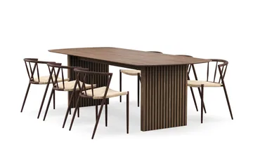 Richeto Matbord 240 cm med 6 Winston Matstolar - Rökt ek / Beige / Metallben Rökt ek - Products - Möbler - Bord & matgrupp - Matgrupp