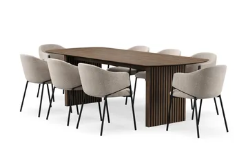 Richeto Matbord 240 cm med 8 Filip Matstolar - Rökt ek / Taupe Bouclé - Products - Möbler - Bord & matgrupp - Matgrupp