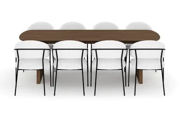 Richeto Matbord 240 cm med 8 Karol Matstolar - Rökt ek / Vit Bouclé - Products - Möbler - Bord & matgrupp - Matgrupp