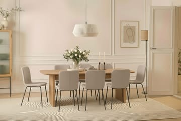 Richeto Matbord 240 cm med 8 Katy Matstolar - Naturlig finish / Greige Bouclé / Metallben Svart - Products - Möbler - Bord & matgrupp - Matgrupp