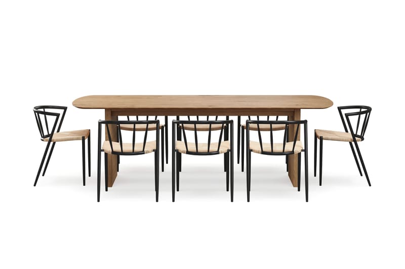 Richeto Matbord 240 cm med 8 Winston Matstolar - Ek - Products - Möbler - Bord & matgrupp - Matgrupp