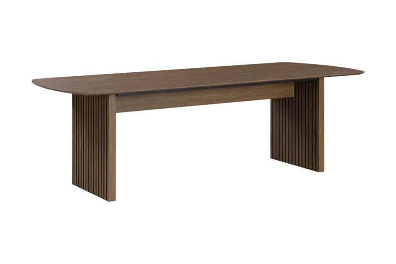 Richeto Matbord Rökt Ek 210 cm valnöt +  6 st Nibe stol grå med valnöt ben - Brun/Grå - Products - Möbler - Bord & matgrupp - Matgrupp