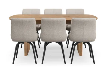 Richeto Matgrupp 180 cm med 6 Mora Snurrstolar - Ek - Products - Möbler - Bord & matgrupp - Matgrupp