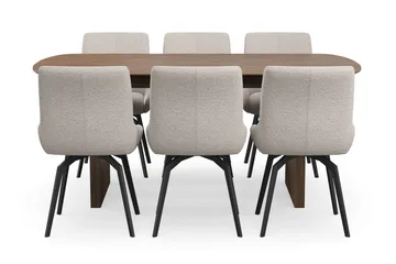 Richeto Matgrupp 180 cm med 6 Mora Snurrstolar - Rökt ek - Products - Möbler - Bord & matgrupp - Matgrupp