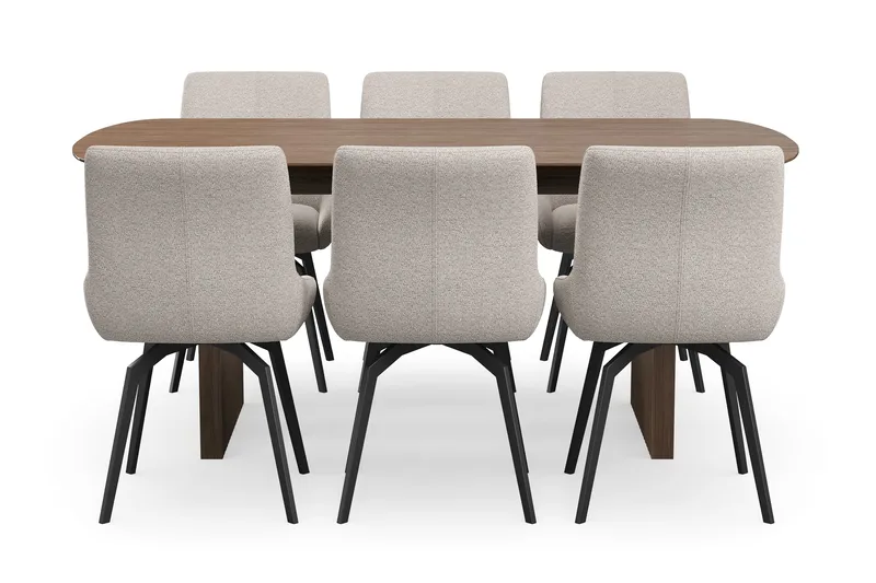 Richeto Matgrupp 180 cm med 6 Mora Snurrstolar - Rökt ek - Products - Möbler - Bord & matgrupp - Matgrupp