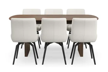 Richeto Matgrupp 180 cm med 6 Mora Snurrstolar - Rökt ek/Ljusbeige - Products - Möbler - Bord & matgrupp - Matgrupp