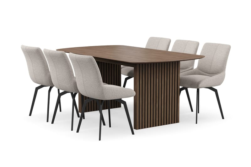 Richeto Matgrupp 180 cm med 6 Mora Snurrstolar - Rökt ek/Mörkbeige - Products - Möbler - Bord & matgrupp - Matgrupp