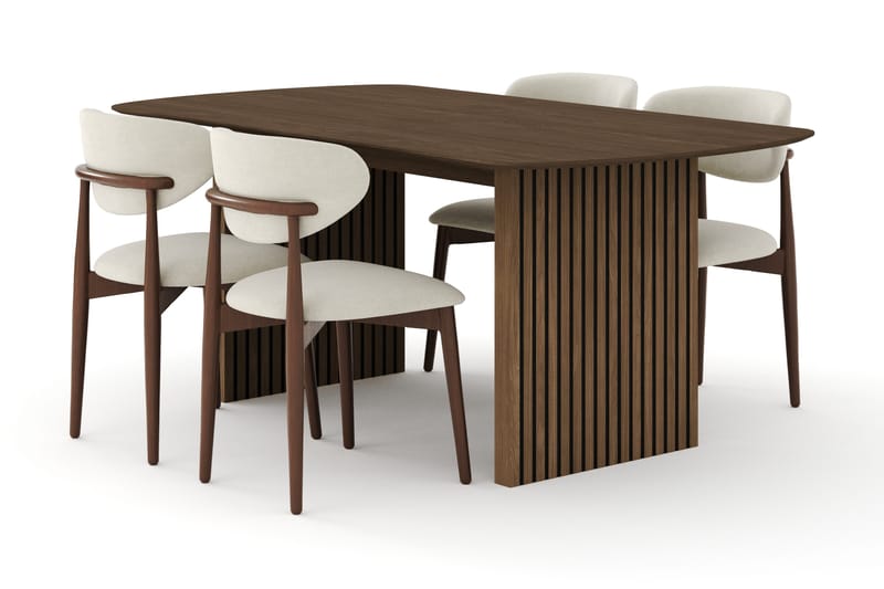 Richeto Matgrupp 180 cm Rökt ek med 4 Molly Matstolar - Rökt ek/Beige - Products - Möbler - Bord & matgrupp - Matgrupp