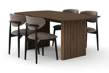 Richeto Matgrupp 180 cm Rökt ek med 4 Molly Matstolar - Rökt ek/Svart/Greige - Products - Möbler - Bord & matgrupp - Matgrupp