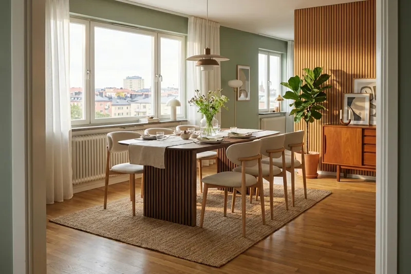 Richeto Matgrupp 210 cm Ek med 6 Molly Matstolar - Ek/Beige - Products - Möbler - Bord & matgrupp - Matgrupp