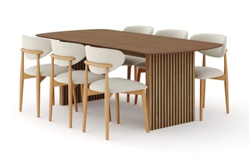 Richeto Matgrupp 210 cm Ek med 6 Molly Matstolar - Ek/Beige - Products - Möbler - Bord & matgrupp - Matgrupp