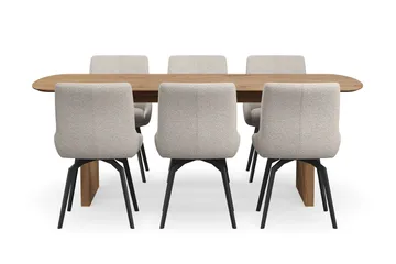 Richeto Matgrupp 210 cm med 6 Mora Snurrstolar - Ek - Products - Möbler - Bord & matgrupp - Matgrupp