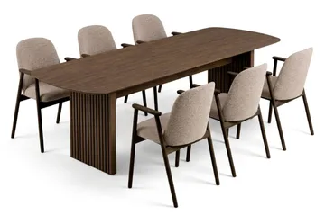 Richeto Matgrupp 210 cm med 6 Reciclar Matstolar - Rökt ek - Products - Möbler - Bord & matgrupp - Matgrupp