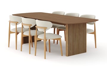 Richeto Matgrupp 240 cm Ek med 6 Molly Matstolar - Ek/Beige - Products - Möbler - Bord & matgrupp - Matgrupp