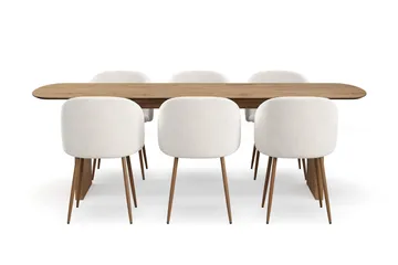 Richeto Matgrupp 240 cm med 6 Greya Matstolar med Armstöd - Rökt ek - Products - Möbler - Bord & matgrupp - Matgrupp
