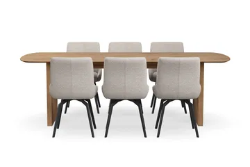 Richeto Matgrupp 240 cm med 6 Mora Snurrstolar - Ek - Products - Möbler - Bord & matgrupp - Matgrupp