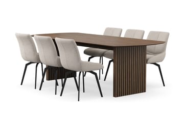 Richeto Matgrupp 240 cm med 6 Mora Snurrstolar - Rökt ek - Products - Möbler - Bord & matgrupp - Matgrupp