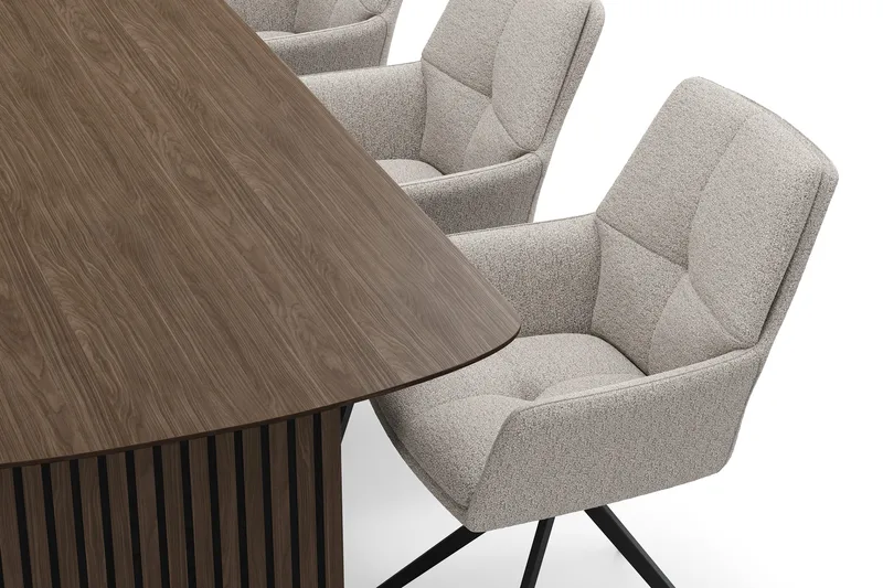 Richeto Matgrupp 240 cm med 6 Torsby Snurrstolar - Rökt ek/Mörkbeige - Products - Möbler - Bord & matgrupp - Matgrupp