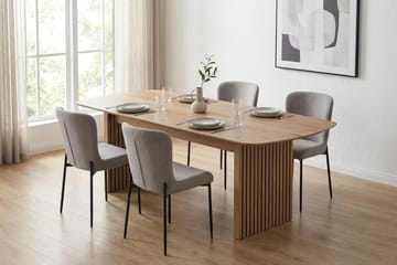Richeto Matgrupp Ek 180 cm med 4 Elsie Matstolar - Ek/Ljusgrå - Products - Möbler - Bord & matgrupp - Matgrupp