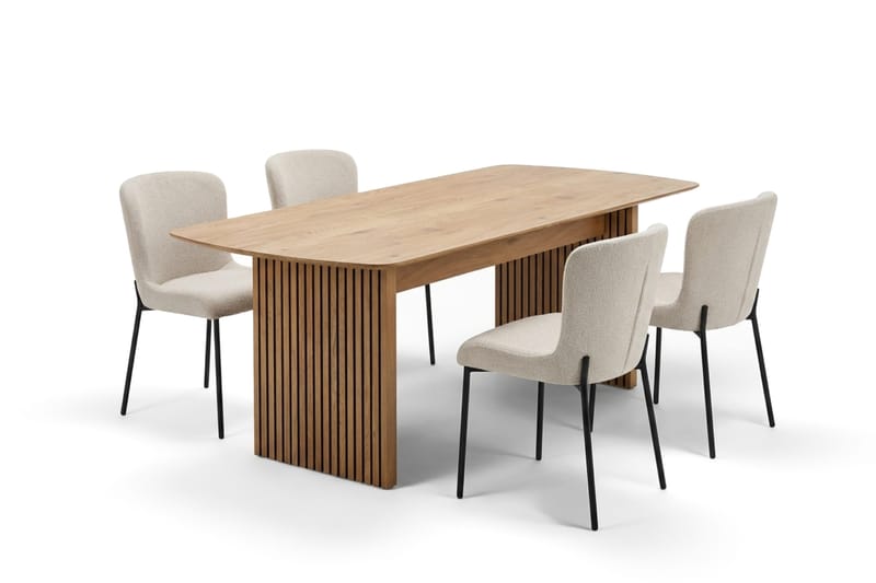 Richeto Matgrupp Ek 180 cm med 4 Elsie Matstolar - Ek/Vit - Products - Möbler - Bord & matgrupp - Matgrupp
