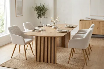 Richeto Matgrupp Ek 180 cm med 6 Filippa Matstolar - Ek/Vit - Products - Möbler - Bord & matgrupp - Matgrupp