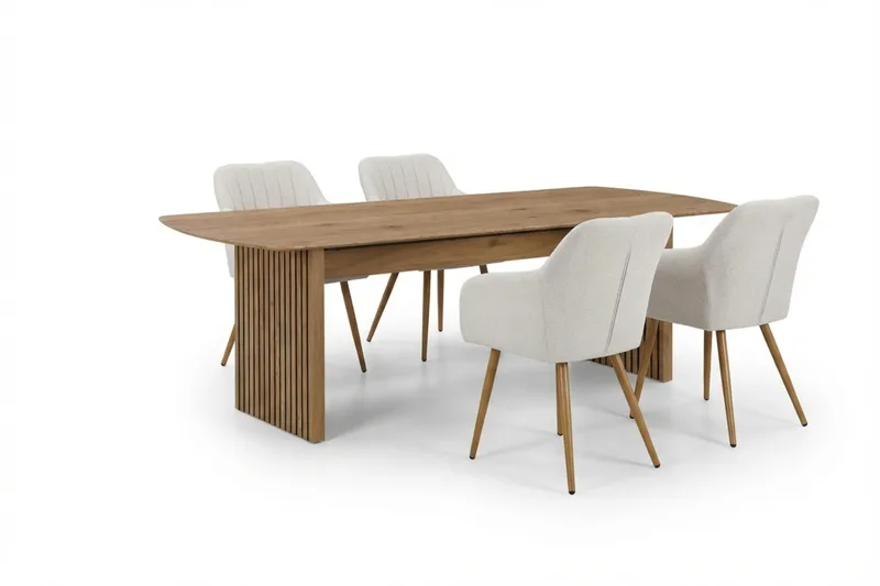 Richeto Matgrupp Ek 180 cm med 6 Filippa Matstolar - Ek/Vit - Products - Möbler - Bord & matgrupp - Matgrupp