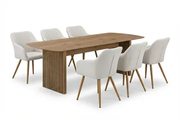 Richeto Matgrupp Ek 240 cm med 6 Filippa Matstolar - Ek/Vit - Products - Möbler - Bord & matgrupp - Matgrupp