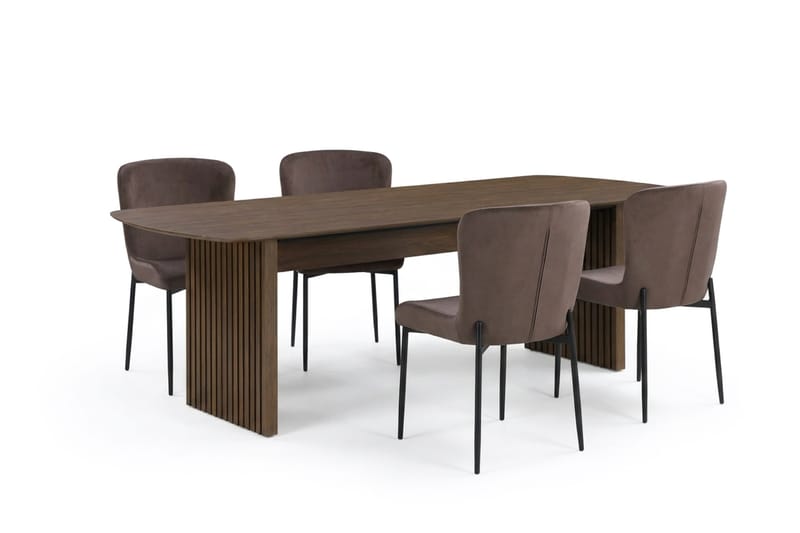 Richeto Matgrupp Rökt Ek 180 cm med 4 Elsie Matstolar - Rökt ek/Brun - Products - Möbler - Bord & matgrupp - Matgrupp