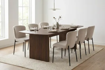 Richeto Matgrupp Rökt Ek 210 cm med 6 Elsie Matstolar - Rökt ek/Beige - Products - Möbler - Bord & matgrupp - Matgrupp