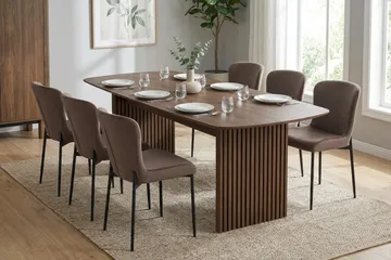 Richeto Matgrupp Rökt Ek 210 cm med 6 Elsie Matstolar - Rökt ek/Brun - Products - Möbler - Bord & matgrupp - Matgrupp