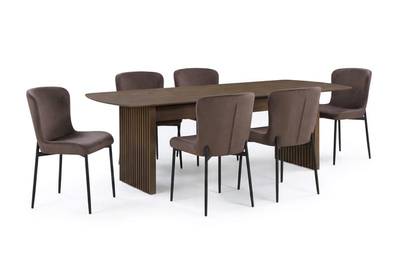 Richeto Matgrupp Rökt Ek 210 cm med 6 Elsie Matstolar - Rökt ek/Brun - Products - Möbler - Bord & matgrupp - Matgrupp