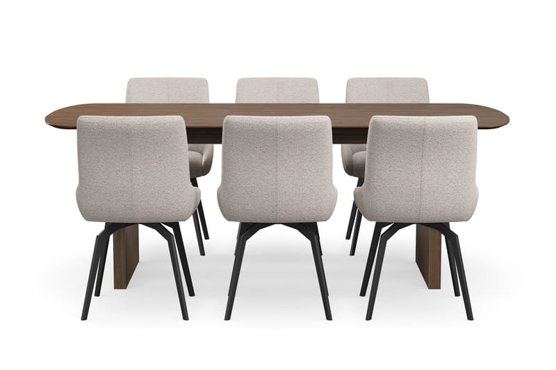 Richeto Matgrupp Rökt Ek 210 cm med 6 Mora Snurrstolar - Rökt ek - Products - Möbler - Bord & matgrupp - Matgrupp
