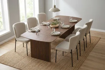Richeto Matgrupp Rökt Ek 240 cm med 6 Elsie Matstolar - Rökt ek/Vit - Products - Möbler - Bord & matgrupp - Matgrupp