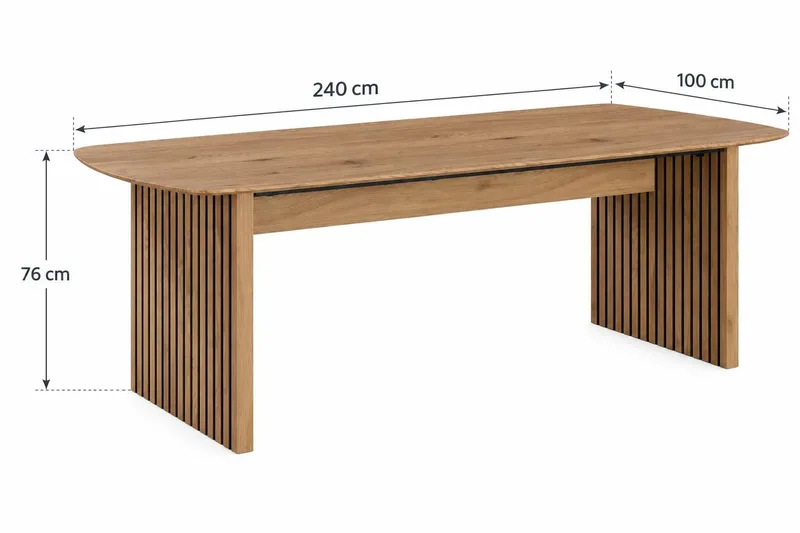 Richeto Stort Ribbat Matbord 240x100 cm med Trä- och Ekutseende - Natur - Products - Möbler - Bord & matgrupp - Matbord & köksbord