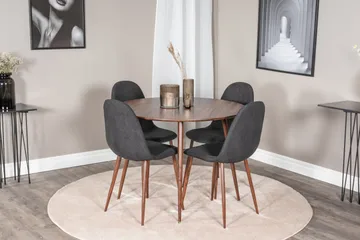 Ridones Matgrupp 100 cm Rund inkl 4 Ypas Stolar - Brun/Svart - Products - Möbler - Bord & matgrupp - Matgrupp