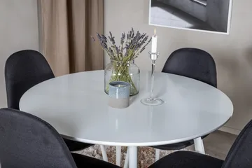 Ridones Matgrupp 100 cm Rund inkl 4 Ypas Stolar - Vit/Svart - Products - Möbler - Bord & matgrupp - Matgrupp