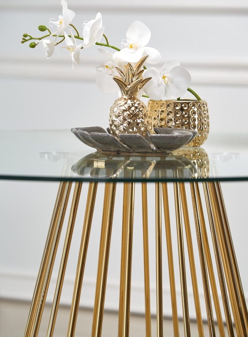 Runt matbord Ø120 cm Glas / Guld - Liverpool - Guld - Products - Möbler - Bord & matgrupp - Matbord & köksbord