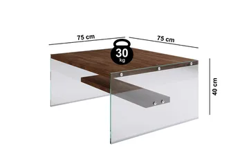 Sabani Soffbord 75 cm med Förvaring Hylla - Glas/Brun - Products - Möbler - Bord & matgrupp - Soffbord
