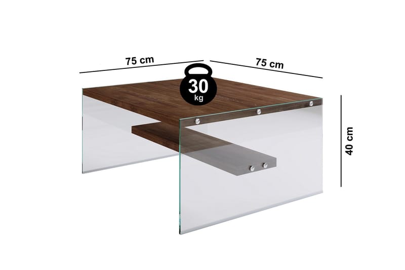 Sabani Soffbord 75 cm med Förvaring Hylla - Glas/Brun - Products - Möbler - Bord & matgrupp - Soffbord
