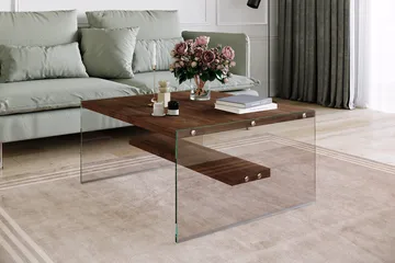 Sabani Soffbord 75 cm med Förvaring Hylla - Glas/Brun - Products - Möbler - Bord & matgrupp - Soffbord
