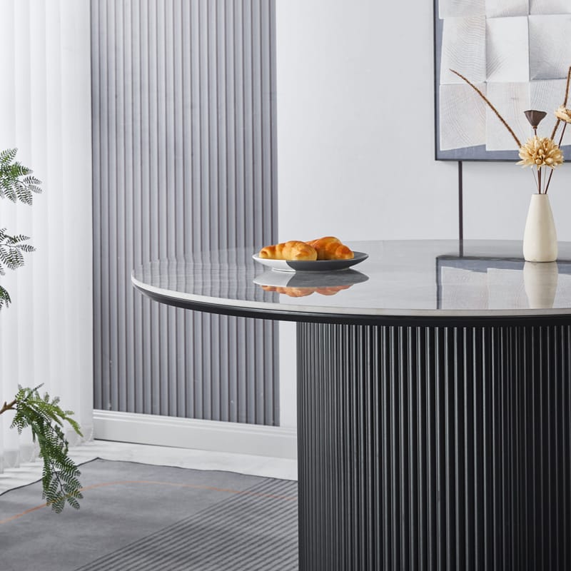 Salvador runt matbord Ø120 cm med grå keramisk sten - Grå keramisk sten - Products - Möbler - Bord & matgrupp - Matbord & köksbord